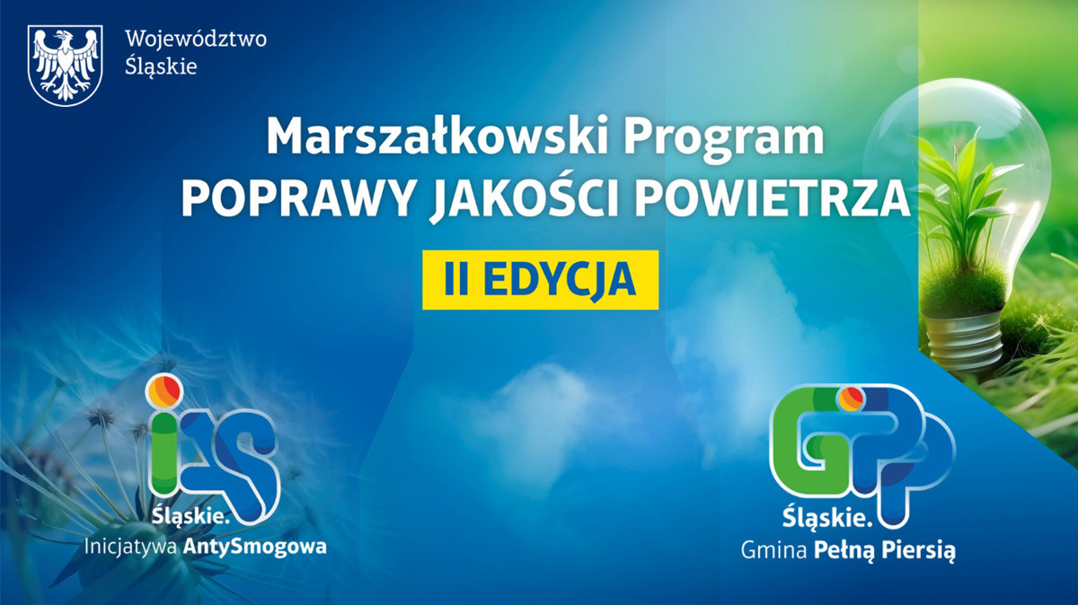 banner graficzny przedstawiający tytuł i koga graficzne Marszałkowskiego Programu Poprawy Jakości Powietrza